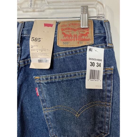 NWT Levis 505 Regular Fit Jeans Medium Blue 100% Cotton W30 L 34 - Picture 5 of 10